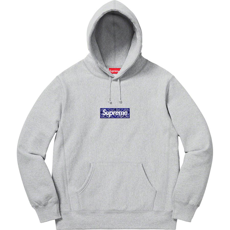 Supreme Bandana Box Logo Hooded Sweatshirt - Heather Grey - Image 3